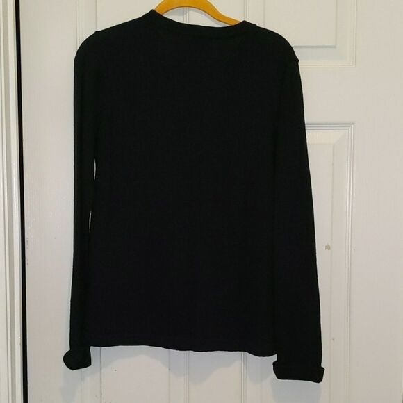 White stag black poinsetta button down cardigan Sz S (4/6) - Picture 4 of 4